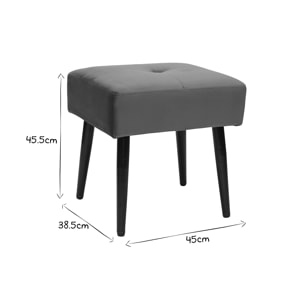 Tabouret bas en velours terre brulée et métal noir H46 cm GUESTA