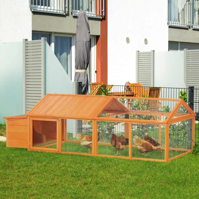 Gallinero de Madera de 2 Pisos para 4-8 Gallinas Techo Abatible 240x112,5x76 cm