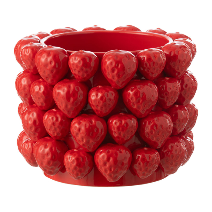 J-Line cache-pot Fraises - céramique - rouge - large - Ø 25 cm