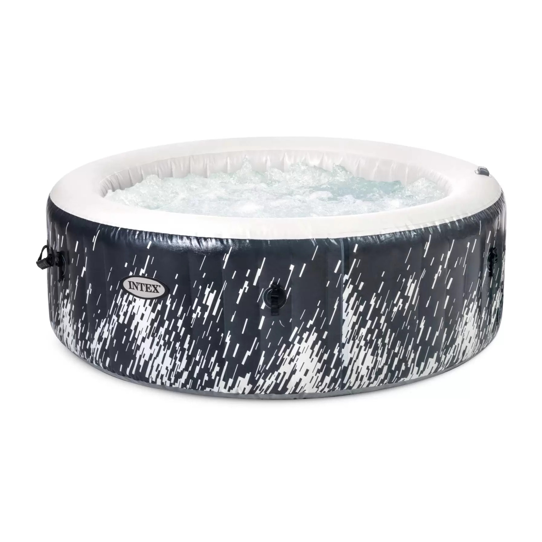 Creta Pro - Intex Idromassaggio Gonfiabile Rotondo PureSpa Bubble Glow Deluxe, 4 Posti, 140 Getti, PVC, LED Multicolore,