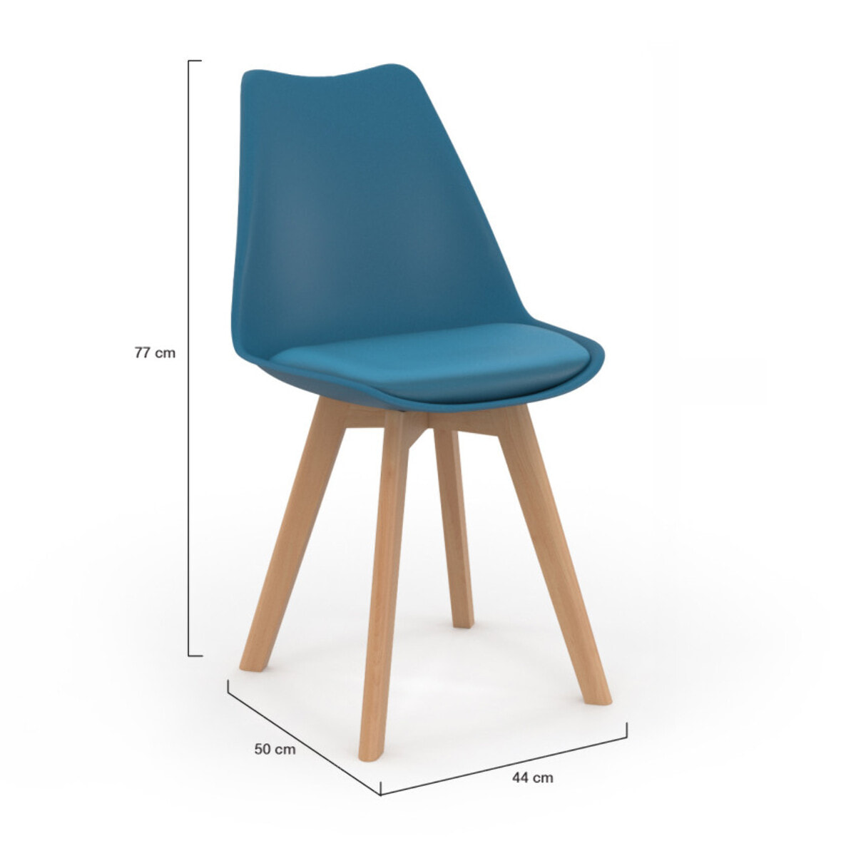 Chaises Nordia bleu canard pieds bois - lot de 6