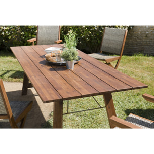 VICTOIRE - Table de jardin 6/8 personnes rectangulaire pliante 220x90 cm en bois acacia huilé