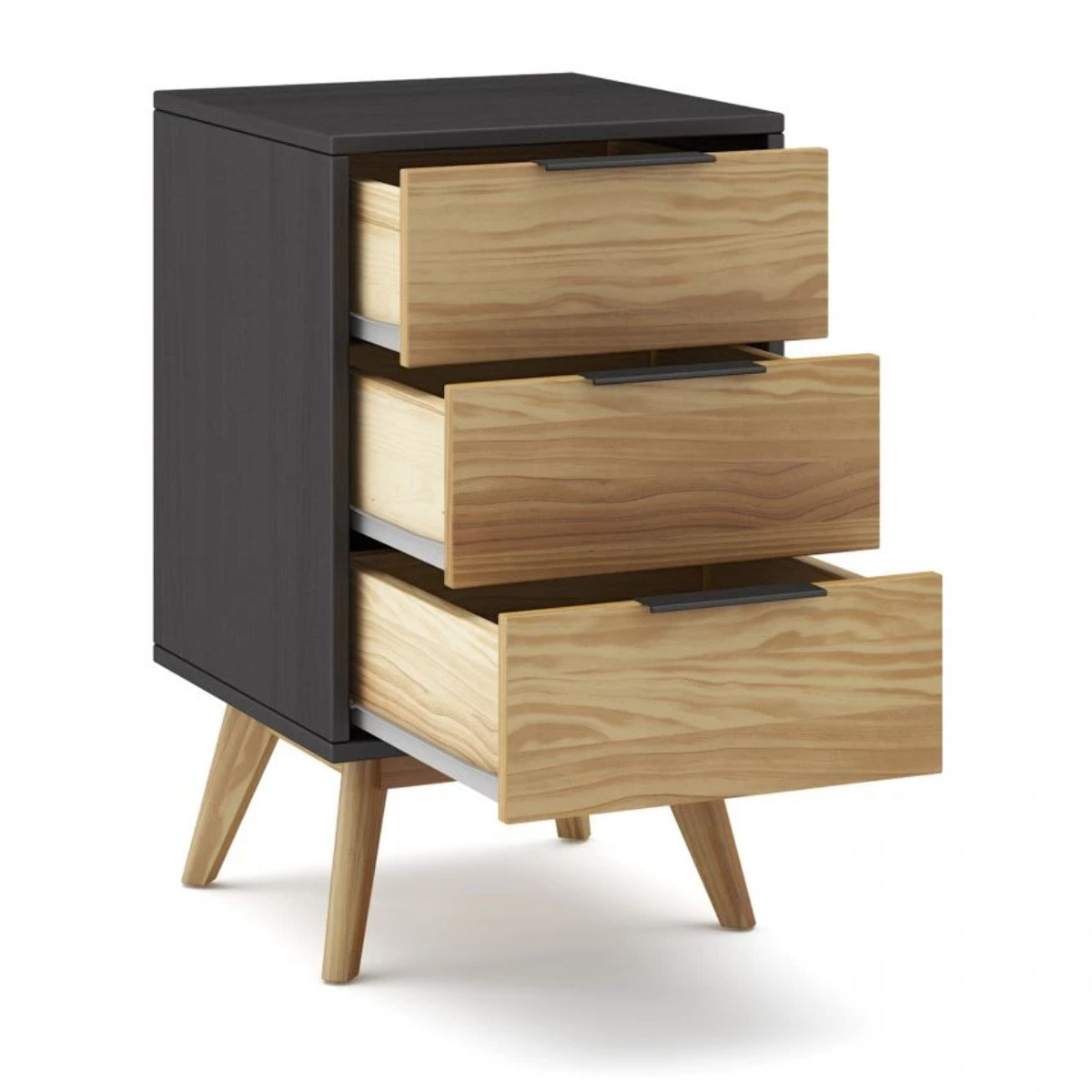 Mesita de noche Numa 3 cajones Gris Alpino - Oak