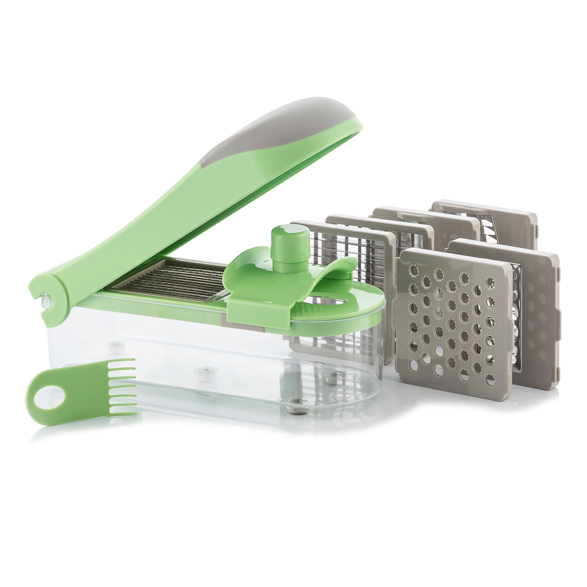 Affettaverdure 7 In 1 Choppie Expert - Verde E Grigio - Acciaio Inossidabile - 27,5x8,5x11,5 cm