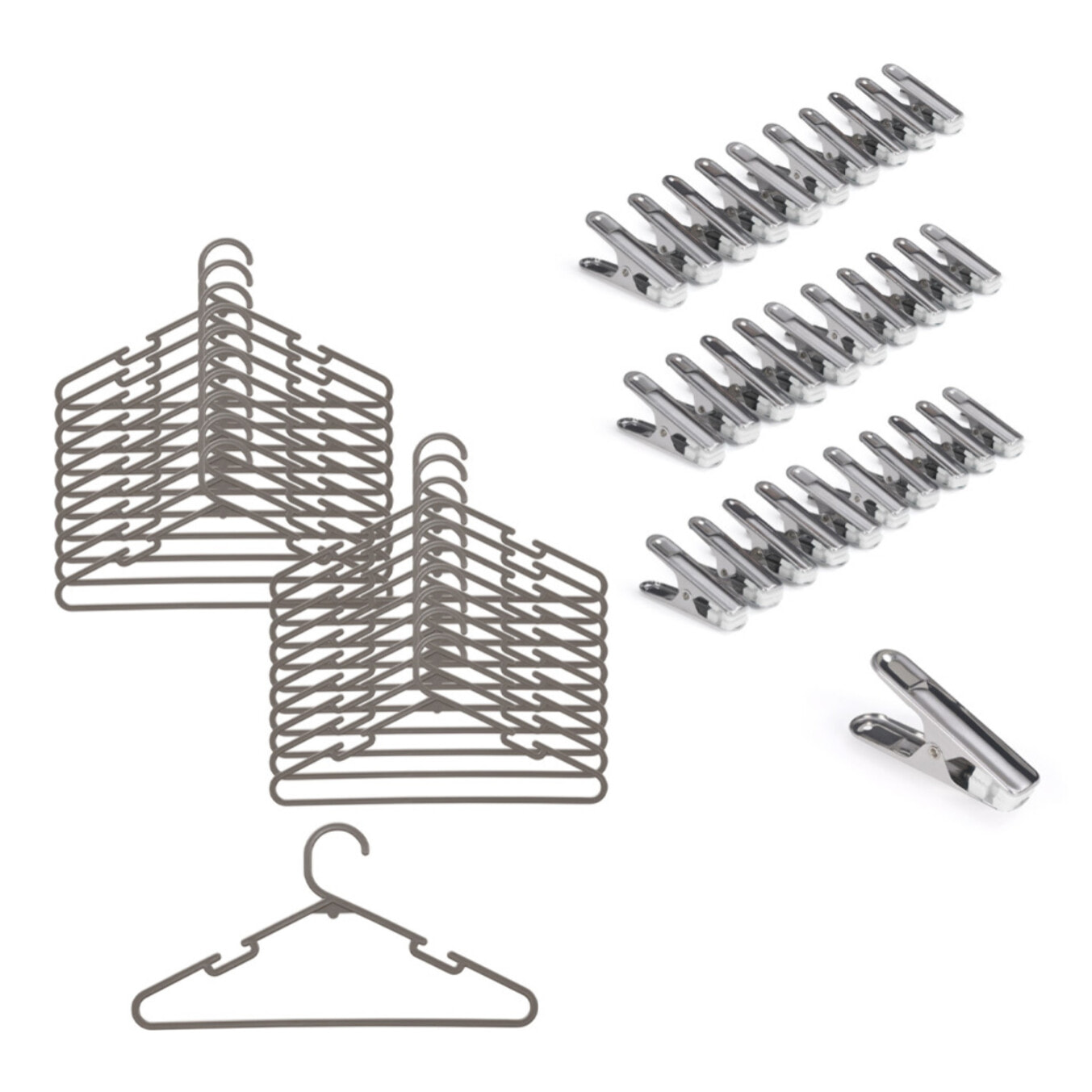 Set buanderie - 20 cintres + 30 pinces à linge