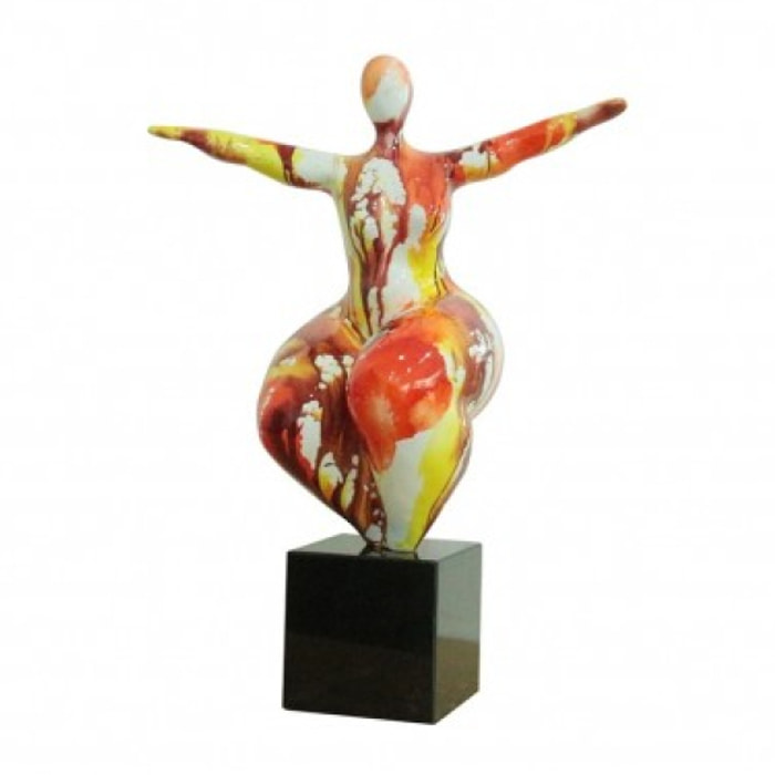 Statue femme ronde en résine multicolore H58cm - RELAX WOMAN