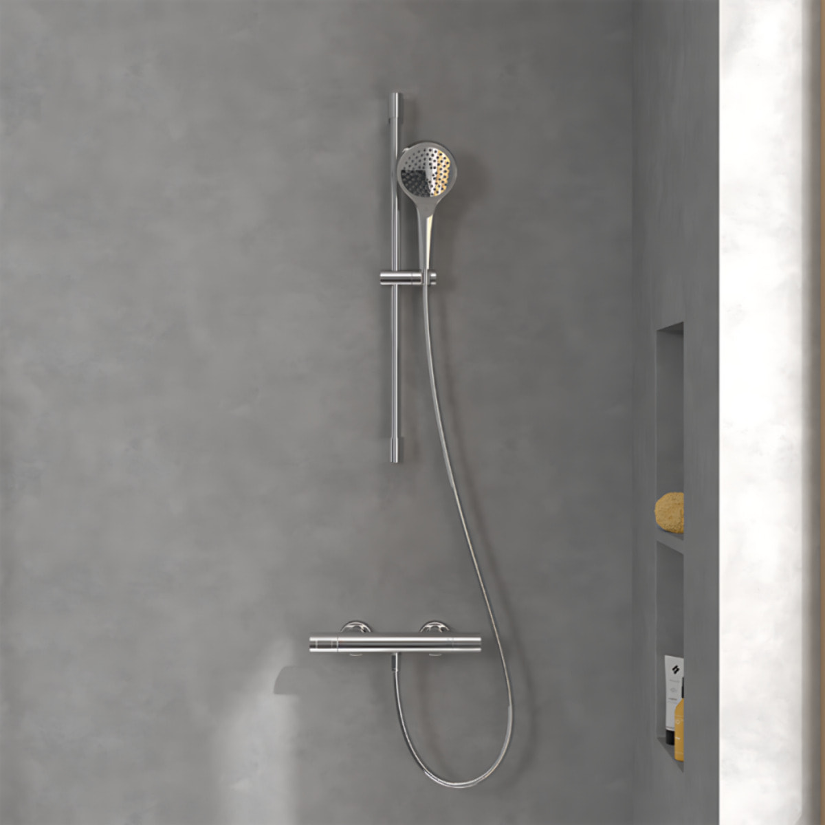 Mitigeur douche thermostatique VILLEROY ET BOCH Universal rond + Ensemble de douche Verve Showers 3 jets