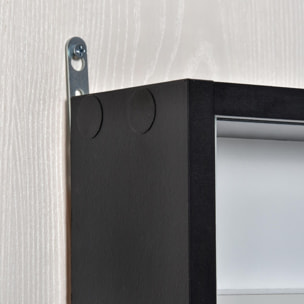 Vitrina de Pared Vitrina de Madera con Estantes Ajustables y 2 Puertas Correderas de Vidrio para Colecciones Perfumes Figuras de Decoración 80x9,5x60 cm Negro