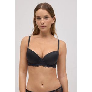 Reggiseno push-up in pizzo nero, coppa B