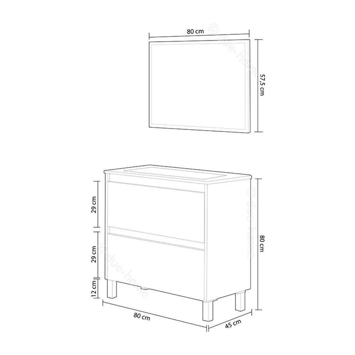 Mueble de baño con espejo Dakota 2 cajones Nordik