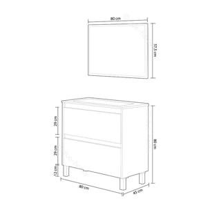 Mueble de baño con espejo Dakota 2 cajones Nordik