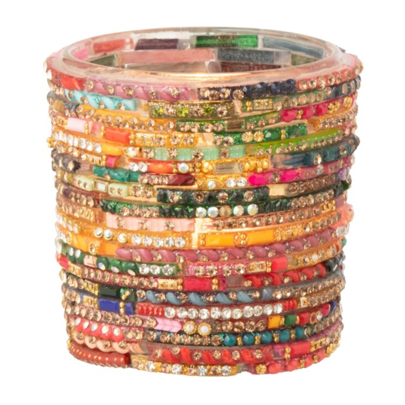 J-Line bougeoir Perles - verre - rose/or - small