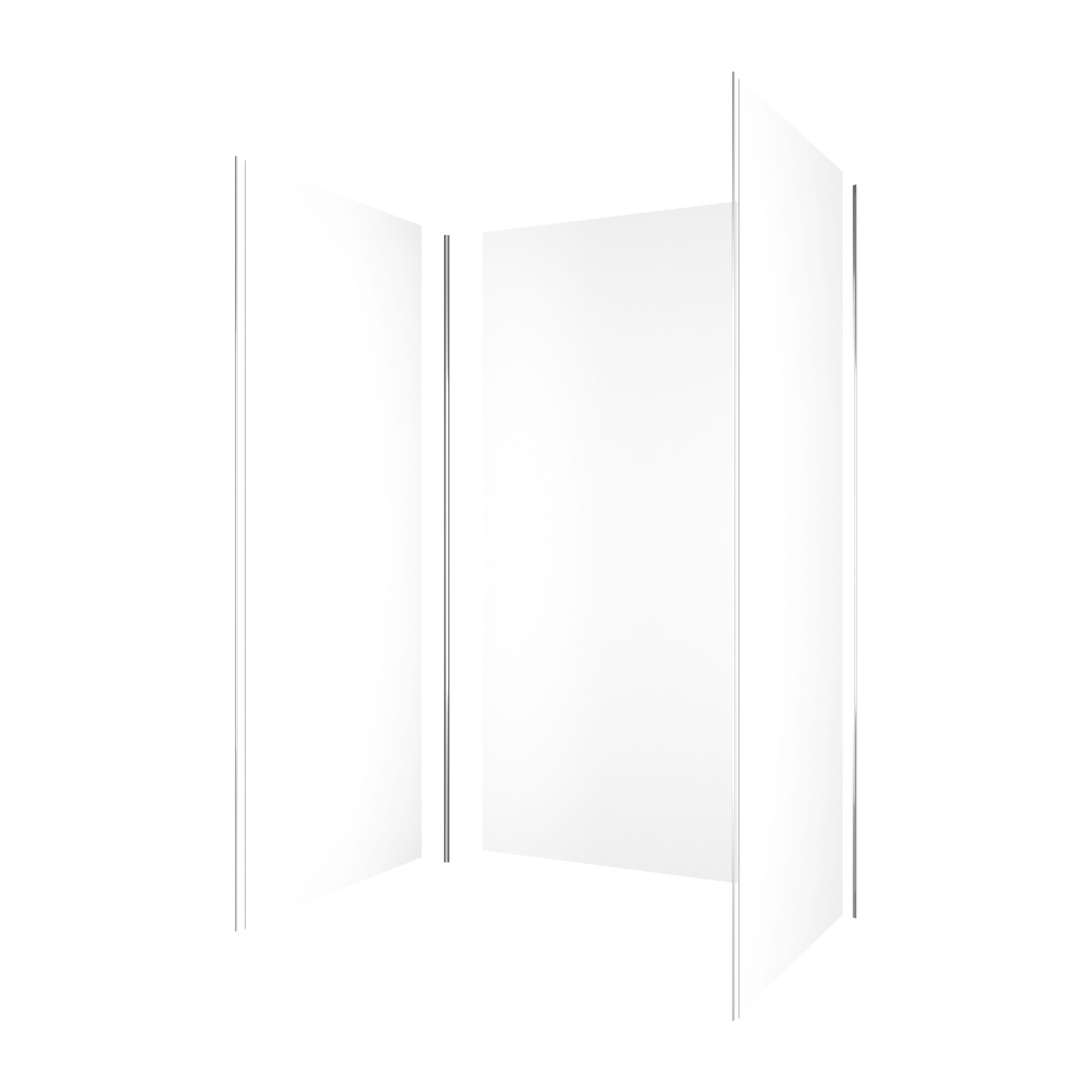 Pack de 3 Panneaux Muraux Aluminium Blanc 90+120+90x210 cm avec Profilés Chrome- WALL'IT