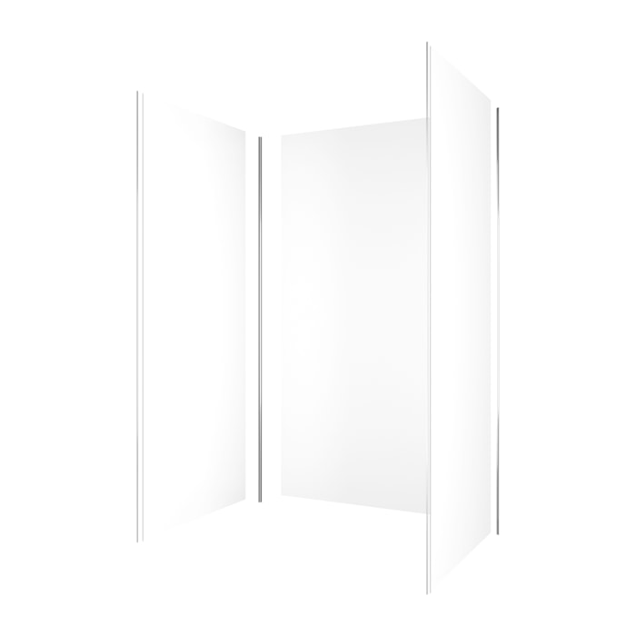 Pack de 3 Panneaux Muraux Aluminium Blanc 90+120+90x210 cm avec Profilés Chrome- WALL'IT