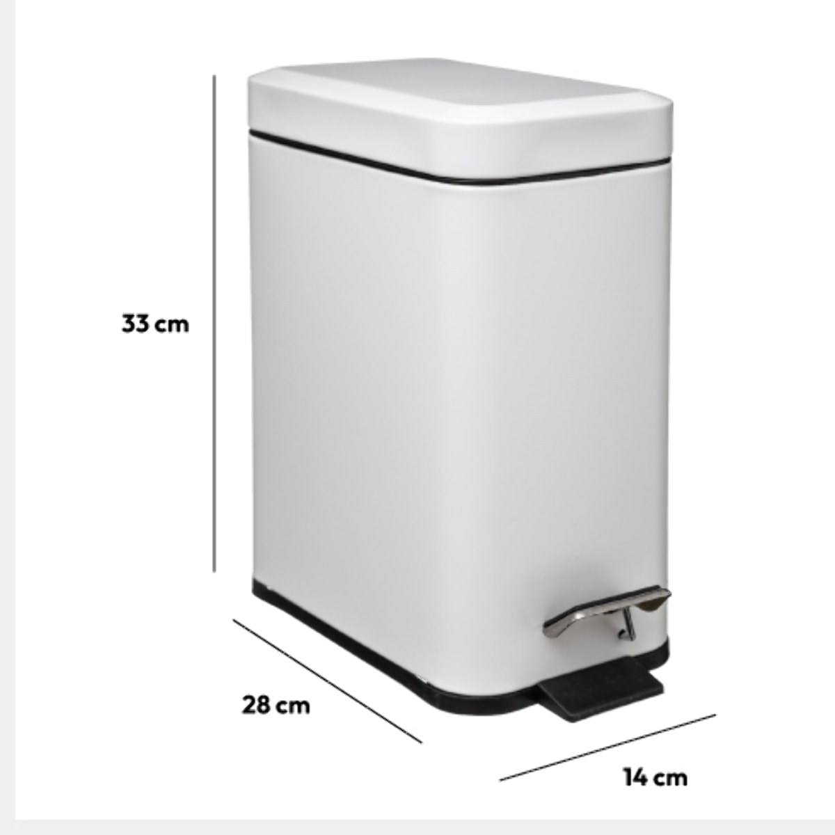 Poubelle rectangulaire soft close inox 5l Blanc