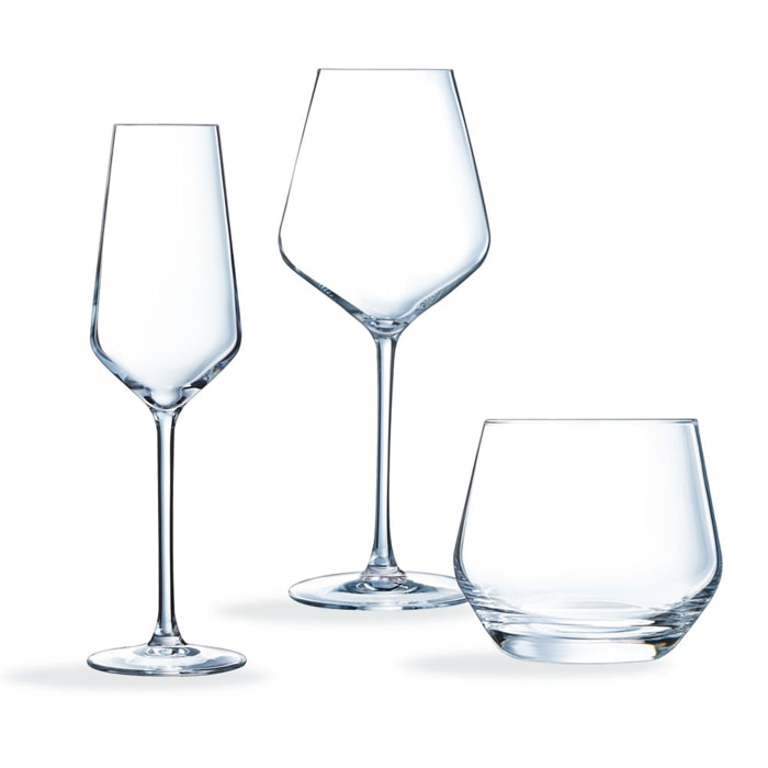 Ensemble 18 verres à pied et gobelets Distinction  - Chef&Sommelier