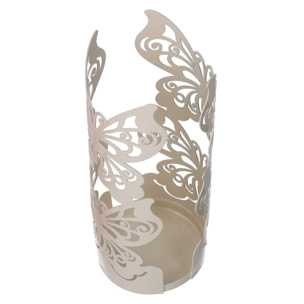 Portabicchiere in metallo farfalla crema tondo cm ø8h20