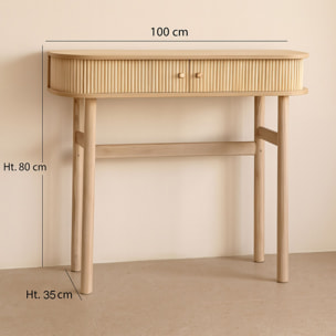 Console en bois clair avec portes coulissantes HECTOR