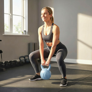 Kettlebell 10 Kg - prise ergonomique - entraînement musculaire & haltérophilie - PP bleu ciel