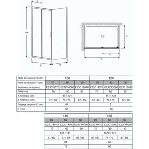 Pack paroi douche coulissante angle 100x80cm JACOB DELAFON L'Ingénieuse