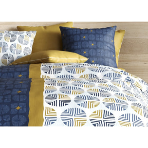 Parure housse de couette coton bleu