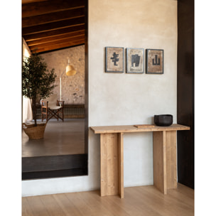 Consola de madera maciza en tono roble medio de 120x80cm Alto: 35 Largo: 120 Ancho: 80