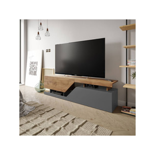 Meuble TV "Ceelias" -160 x 46 x 35 cm - Gris/Marron