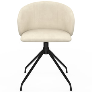 Chaises Léona pivotantes velours crème pieds métal - lot de 2