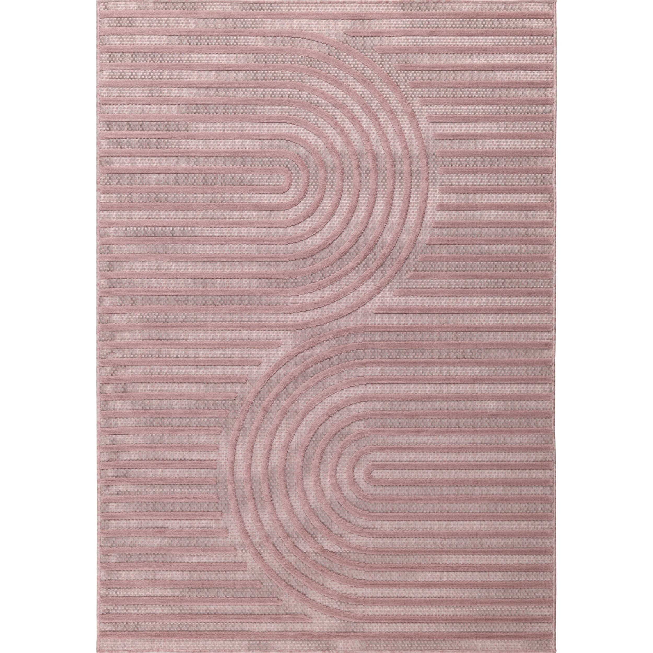 SANTORINI - Tapis d'intérieur/extérieur à motifs en relief géométrique - Rose