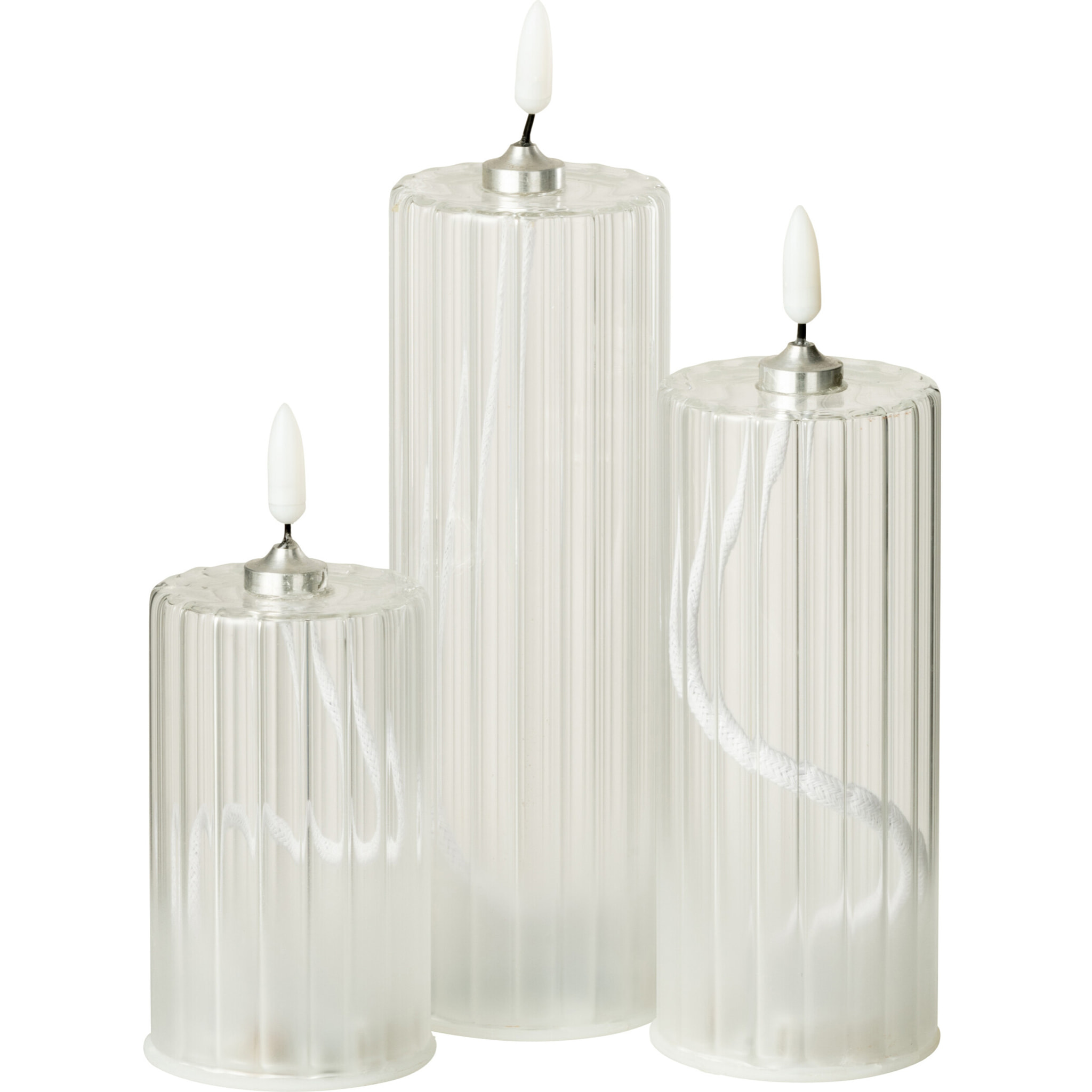 J-Line bougie Rayures - verre - transparent - large - LED