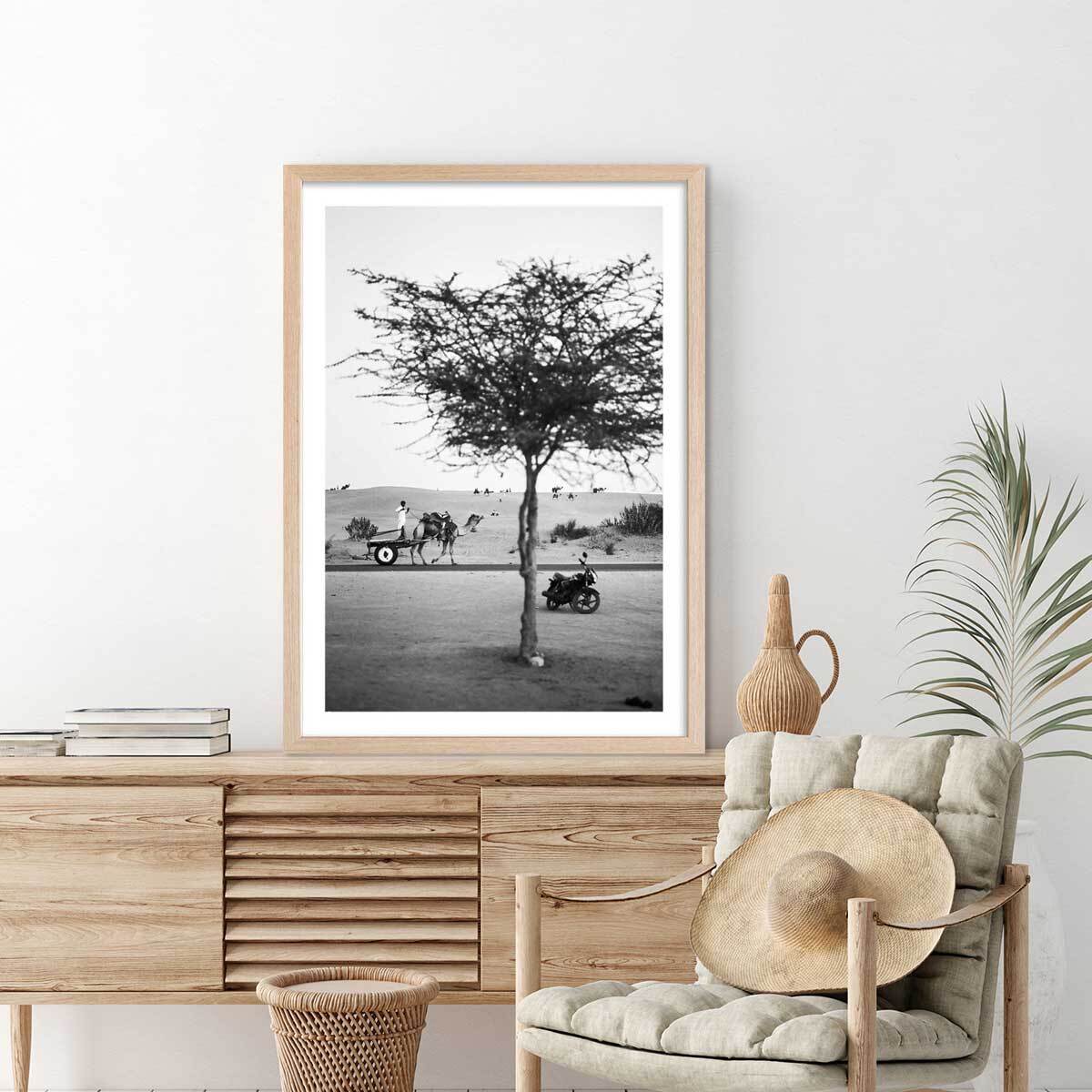 Poster photo paysage ""jaisalmer, rajasthan"" Affiche + cadre en bois - Chêne