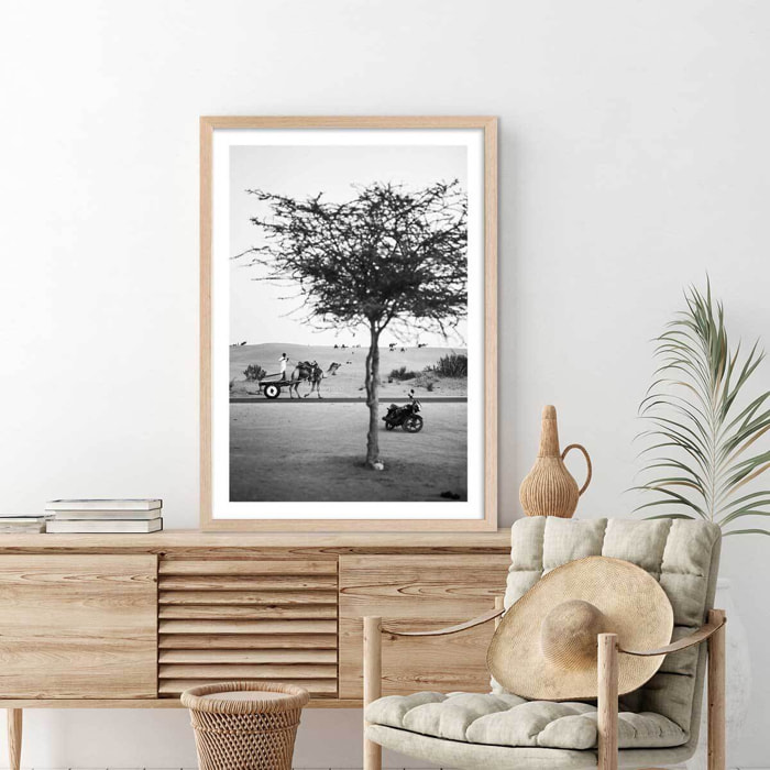 Poster photo paysage ""jaisalmer, rajasthan"" Affiche + cadre en bois - Chêne