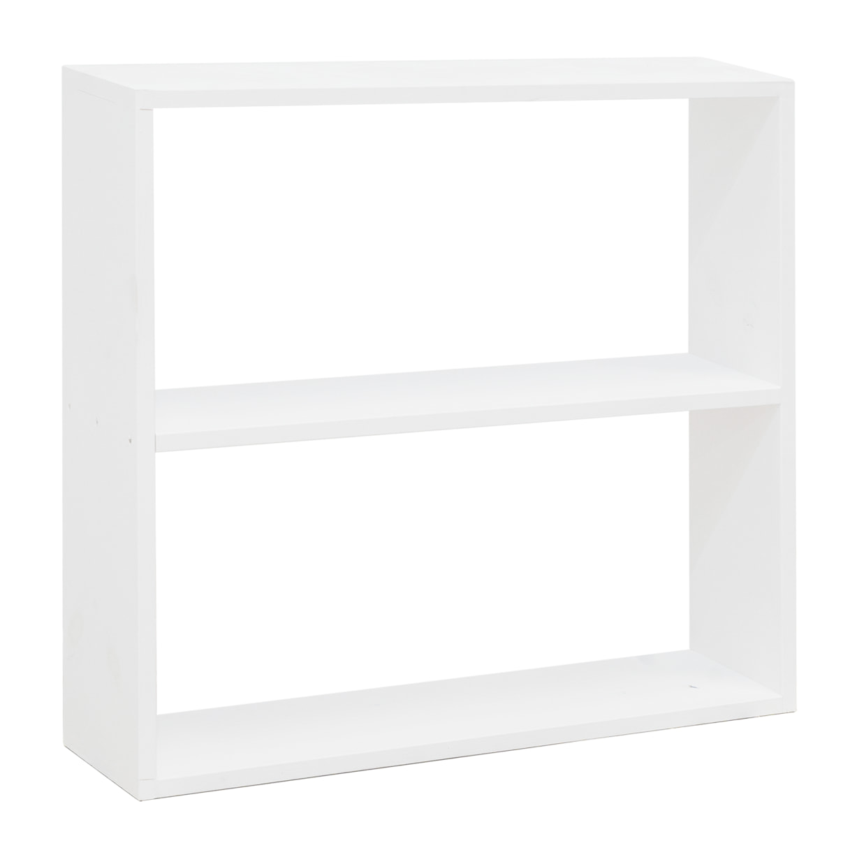 Estantería de madera maciza tono blanco con 1 estante Alto: 74 Largo: 80 Ancho: 20