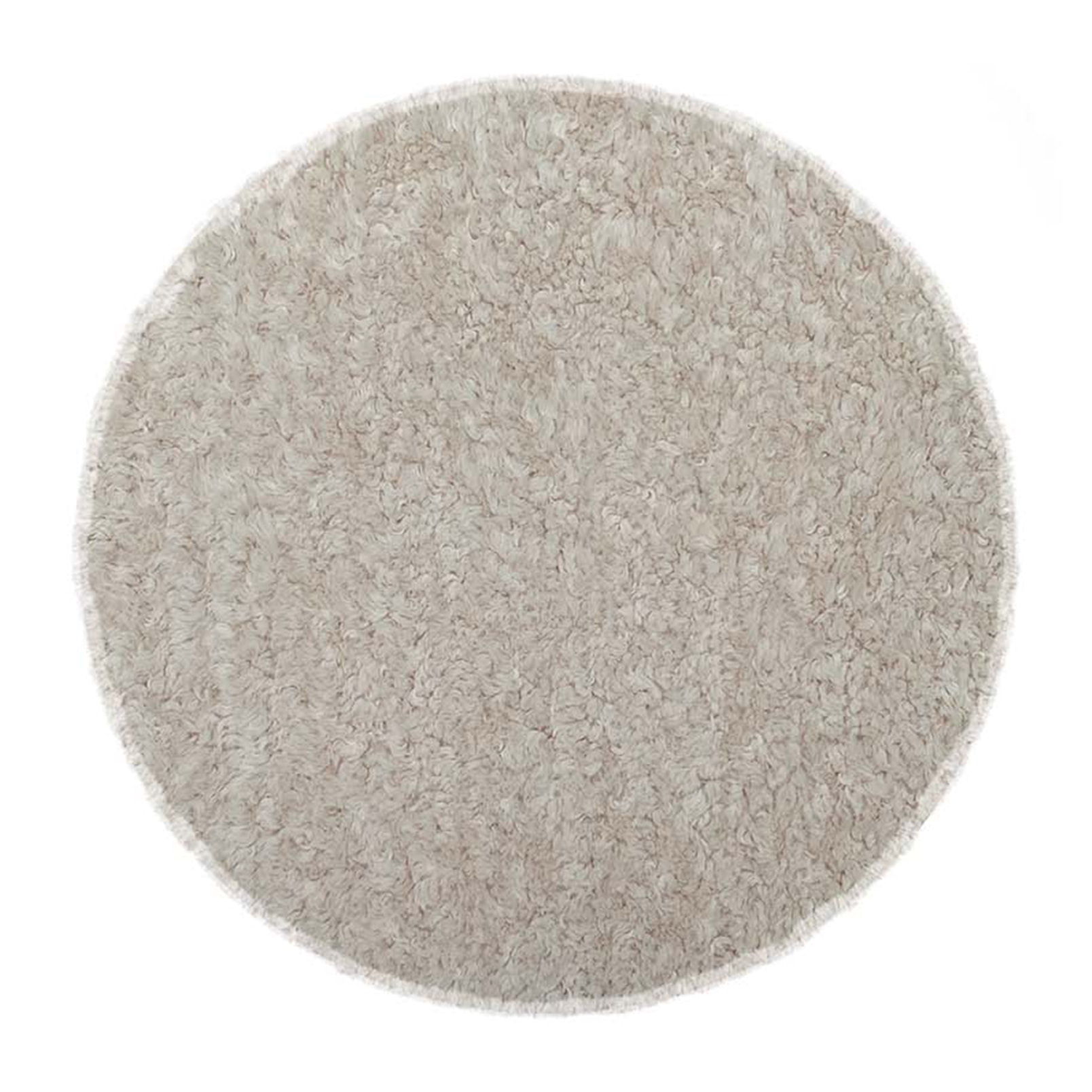 Galette de chaise ronde en tissu bouclette - Naturel