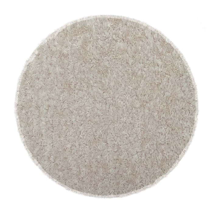 Galette de chaise ronde en tissu bouclette - Naturel