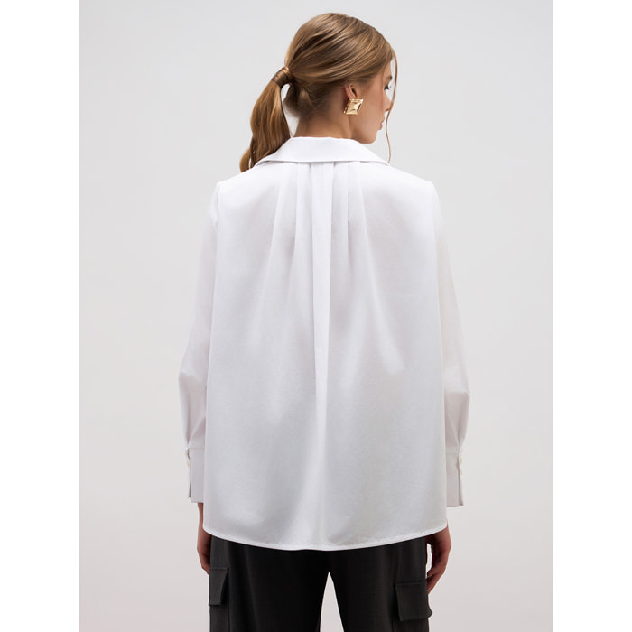 Oltre - Blusa over con patch gioiello - Bianco