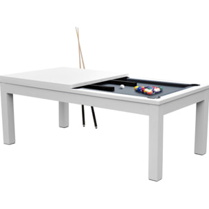 Table de billard convertible blanche tapis gris - Eddie