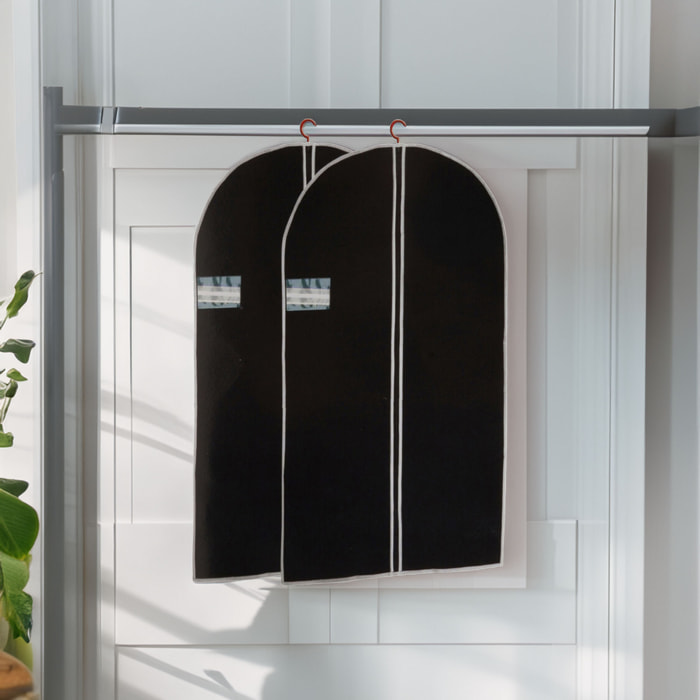 Well home juego de 2 cubrevestidos de tnt 45g, tamaño 60x150cm, negro con cremallera y ventana pe