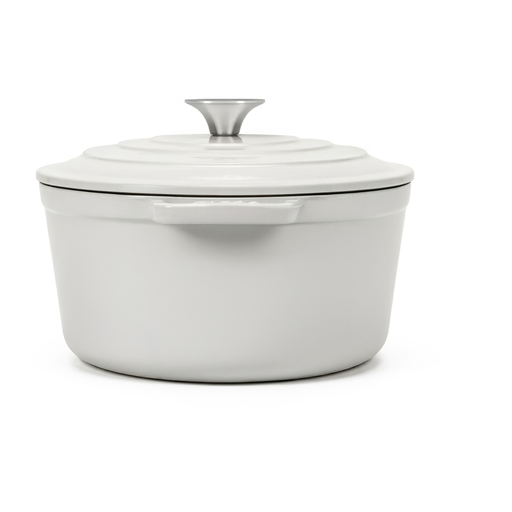 La Fonderie 1890 IENA22, Cacerola redonda de hierro fundido, 22 cm, 3,3L, beige, compatible con todos los fuegos, inducción, gas, parrilla y horno.