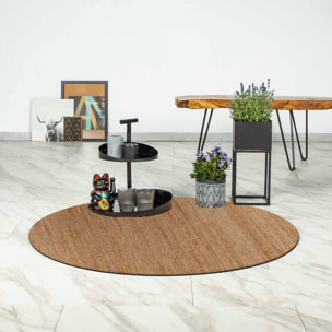 Tapis rond  en jute tissé main TOSIFA Beige motif uni à chevrons