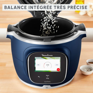 Cookeo MOULINEX CE943410 bleu  touch wifi pro balance integrée 6 L, 13 modes de cuisson, 250 recettes