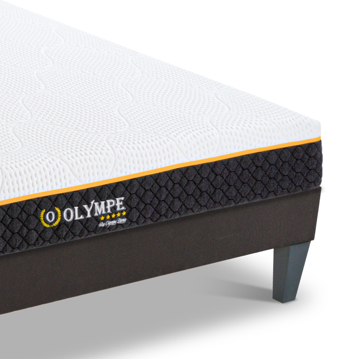 Ensemble Matelas Olympe & Sommier Kit15, 21 cm, Mémoire de Forme, Technologie Tri-Lattes, Soutien Ferme, Déhoussable