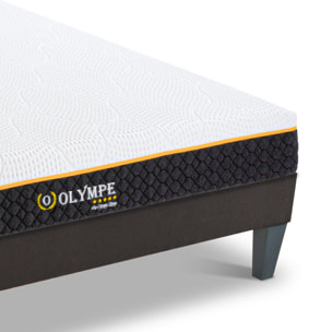 Ensemble Matelas Olympe & Sommier Kit15, 21 cm, Mémoire de Forme, Technologie Tri-Lattes, Soutien Ferme, Déhoussable