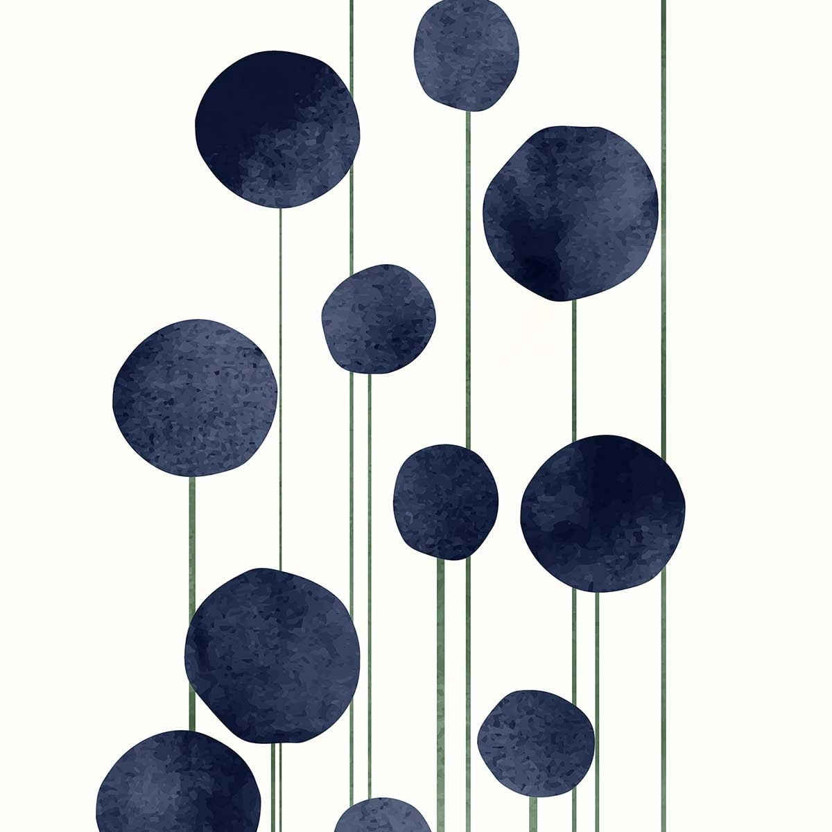 Affiche dessin ""fleurs d'eau"" Affiche + cadre en bois - Chêne