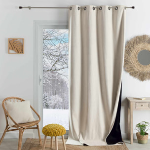 Rideau thermique phonique et semi occultant KONFOR - Blanc cassé