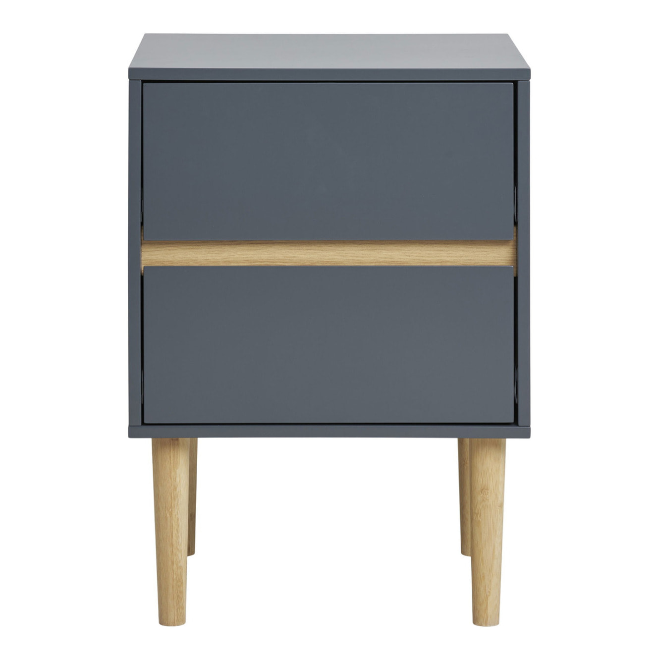 Tavolino Bisley con 2 cassetti in legno grigio scuro 40×35×55 cm
