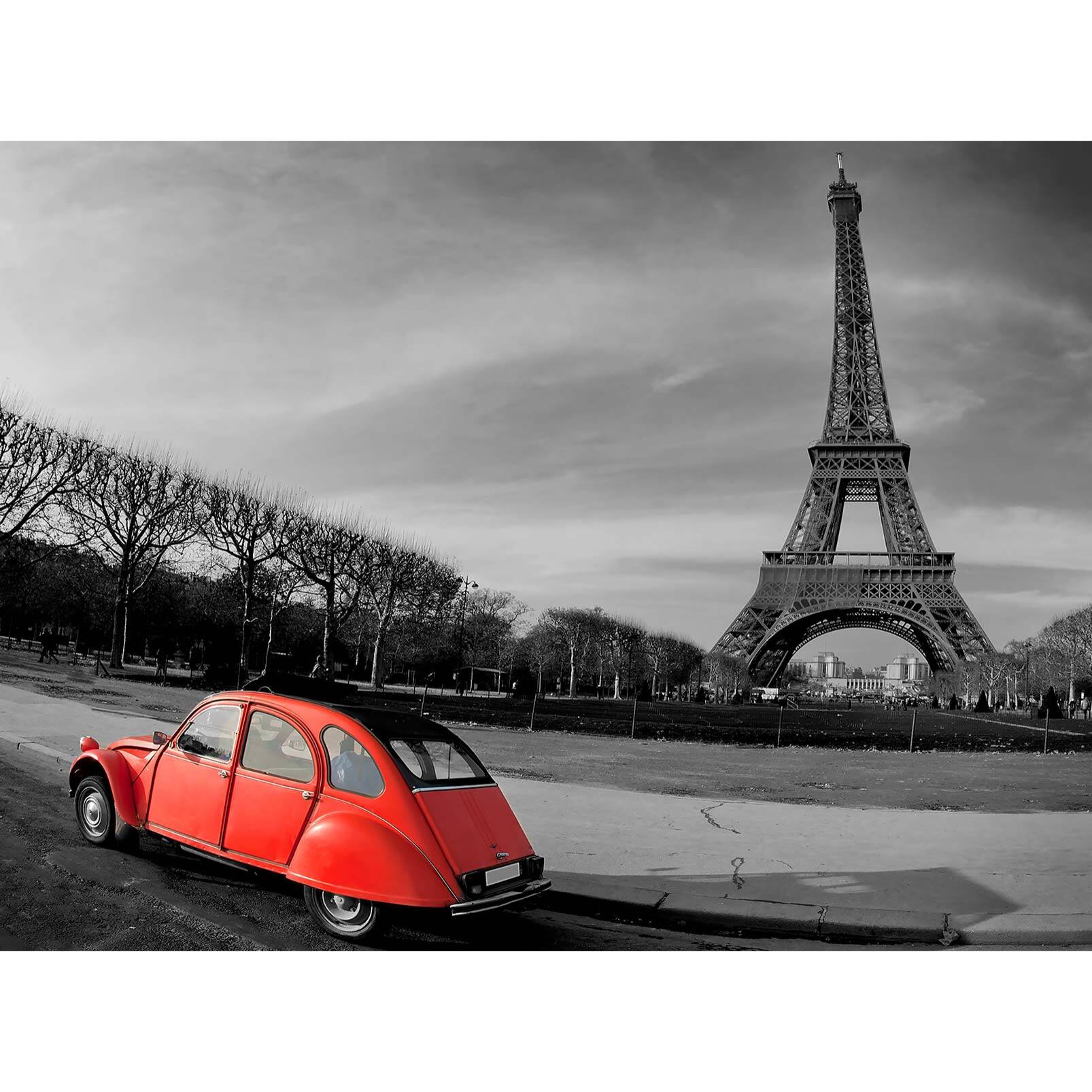 Papier peint 2 cv devant la tour Eiffel Intissé