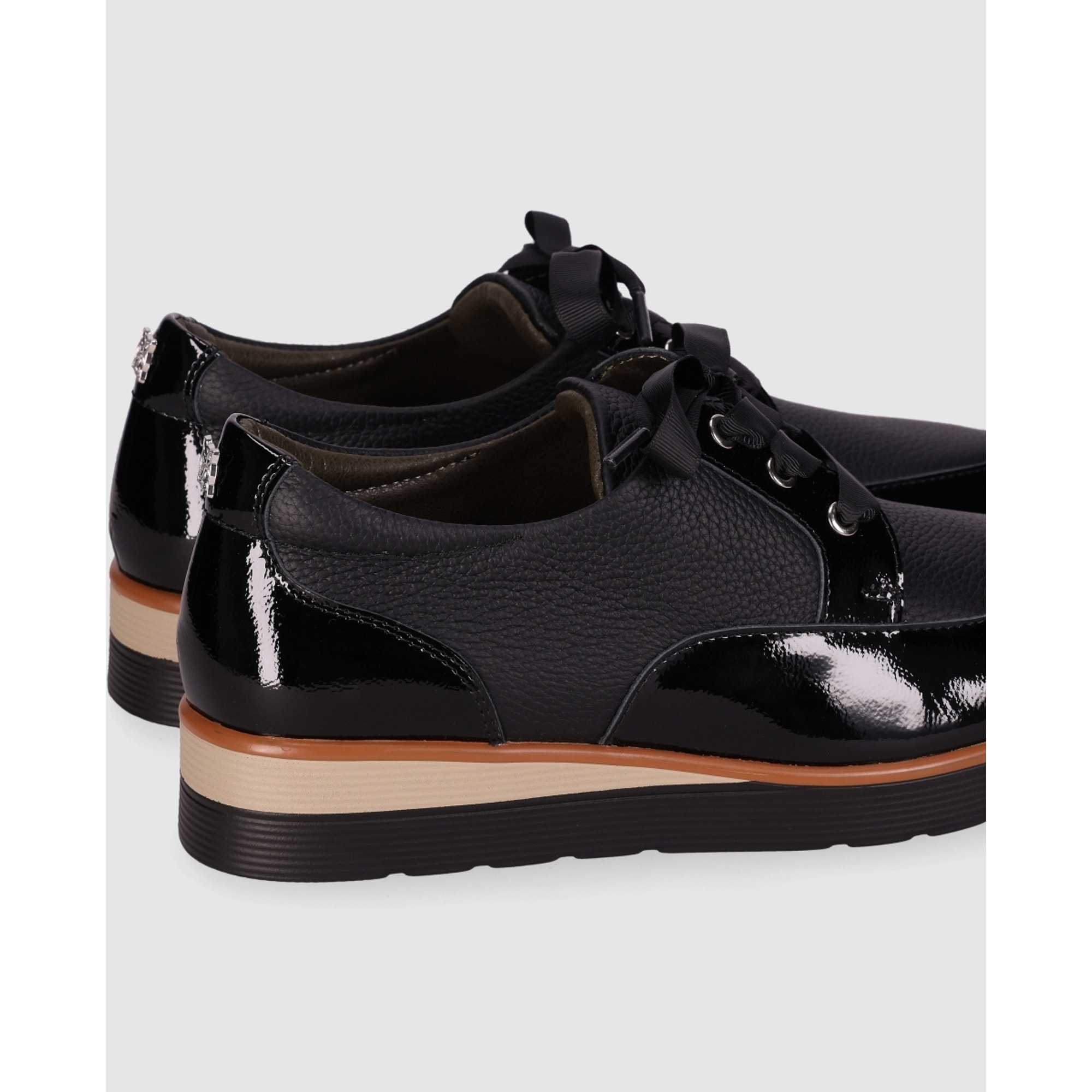 Zapatos de Piel - Negro - Tacón: Bajo