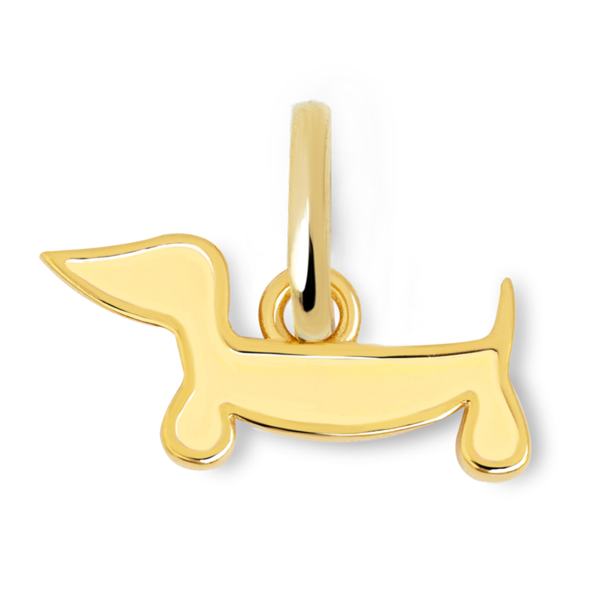 Charm Mini Perro Teckel Enamel Amarillo Baño Oro