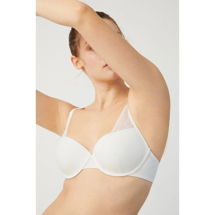 Reggiseno imbottito con ferretto in pizzo avorio, coppe B e C